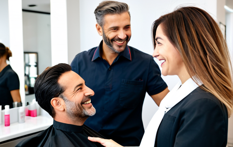 미용사 연봉 협상 전략 - Confident Hairdresser Preparing for Negotiation**

"A professional female hairdresser, in her late 2...