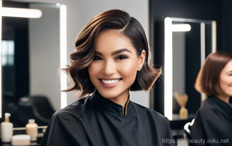 미용사 재직 중 자격증 준비 방법 - **Prompt:** A chic and professional female hairdresser, in her late 20s, wearing a fashionable yet p...