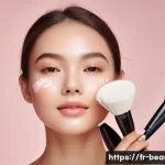 메이크업 필수 장비 및 도구 관리 - **Prompt:** A young woman, appearing to be in her late teens or early twenties, with a naturally rad...