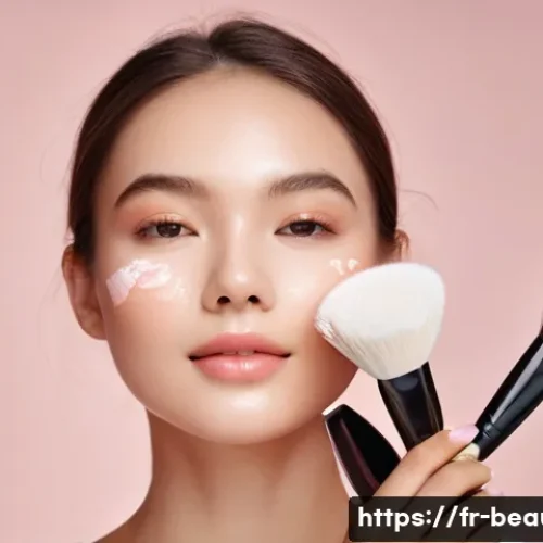 메이크업 필수 장비 및 도구 관리 - **Prompt:** A young woman, appearing to be in her late teens or early twenties, with a naturally rad...